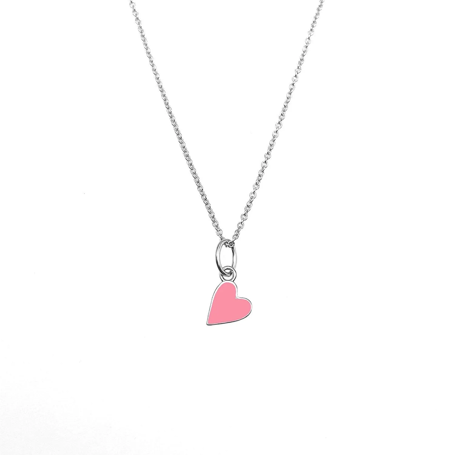 Flamingo Pink Enamel Heart Necklace by Lindsey Gurk