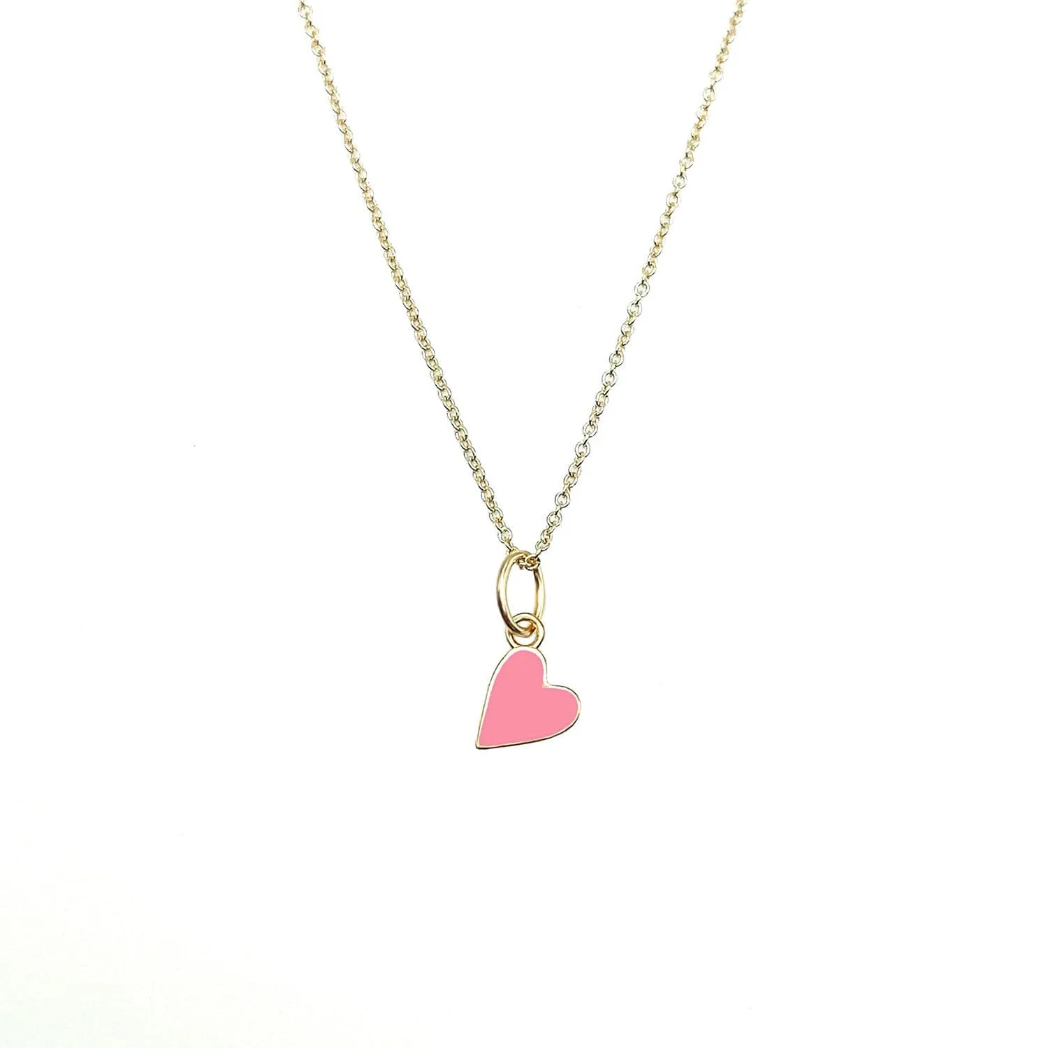 Flamingo Pink Enamel Heart Necklace by Lindsey Gurk