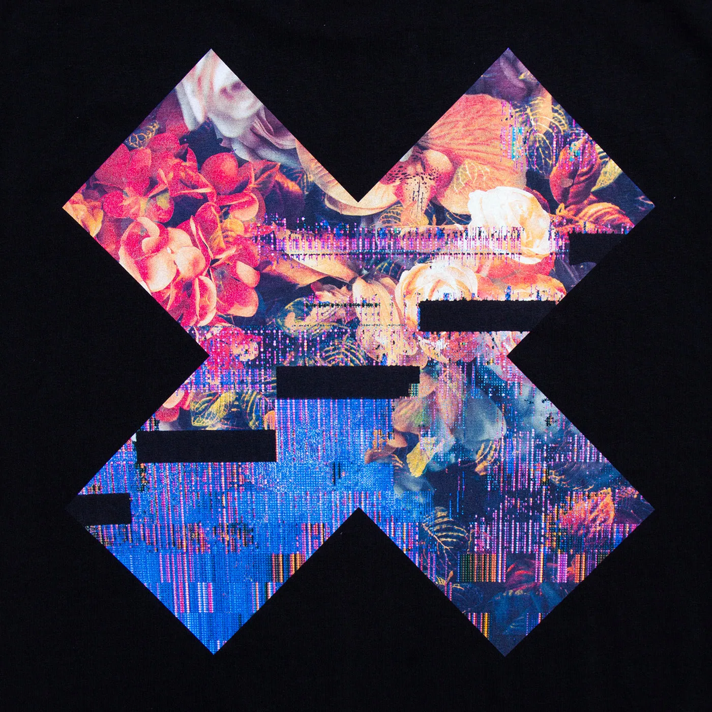 Floral Glitch X Imprint - Tshirt - Black