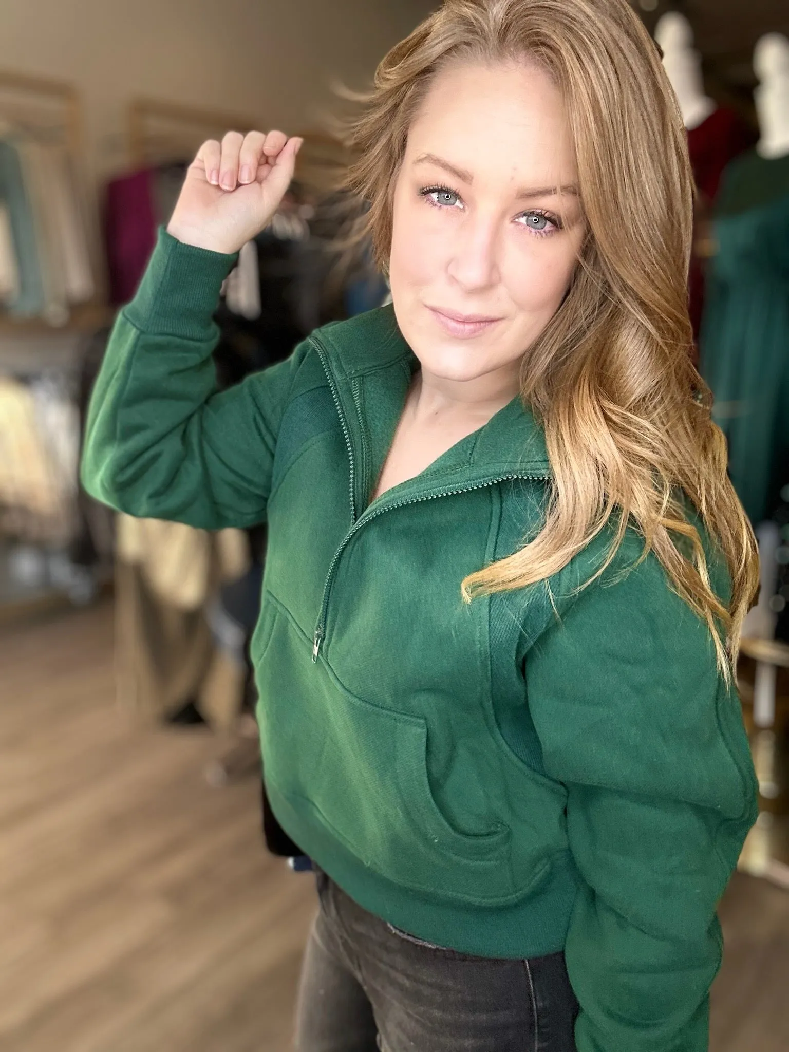 Forest Green Half Zip Sweater