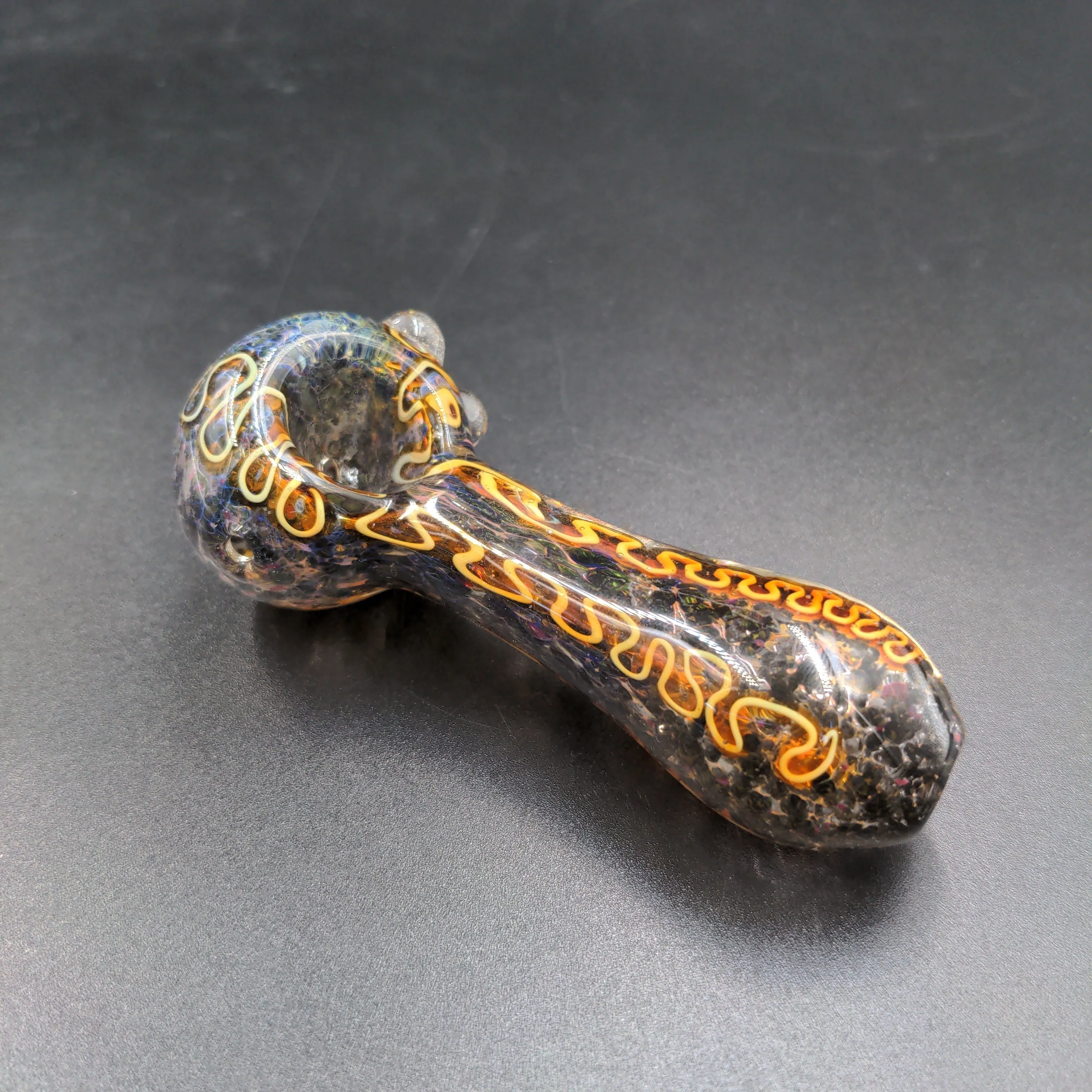 Fritted Squiggle Spoon Glass Pipe - 4.25