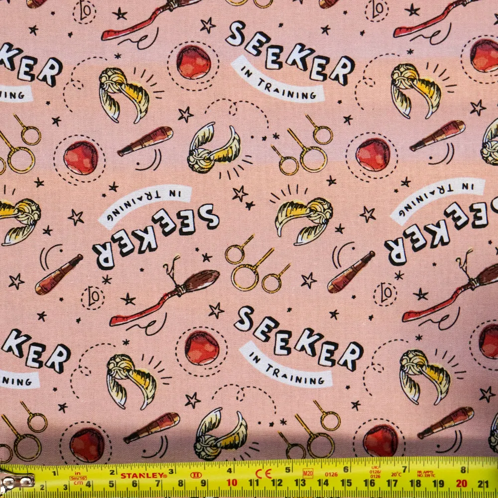 FS635_27 Harry Potter – Seeker in Training Coral Cotton Fabric