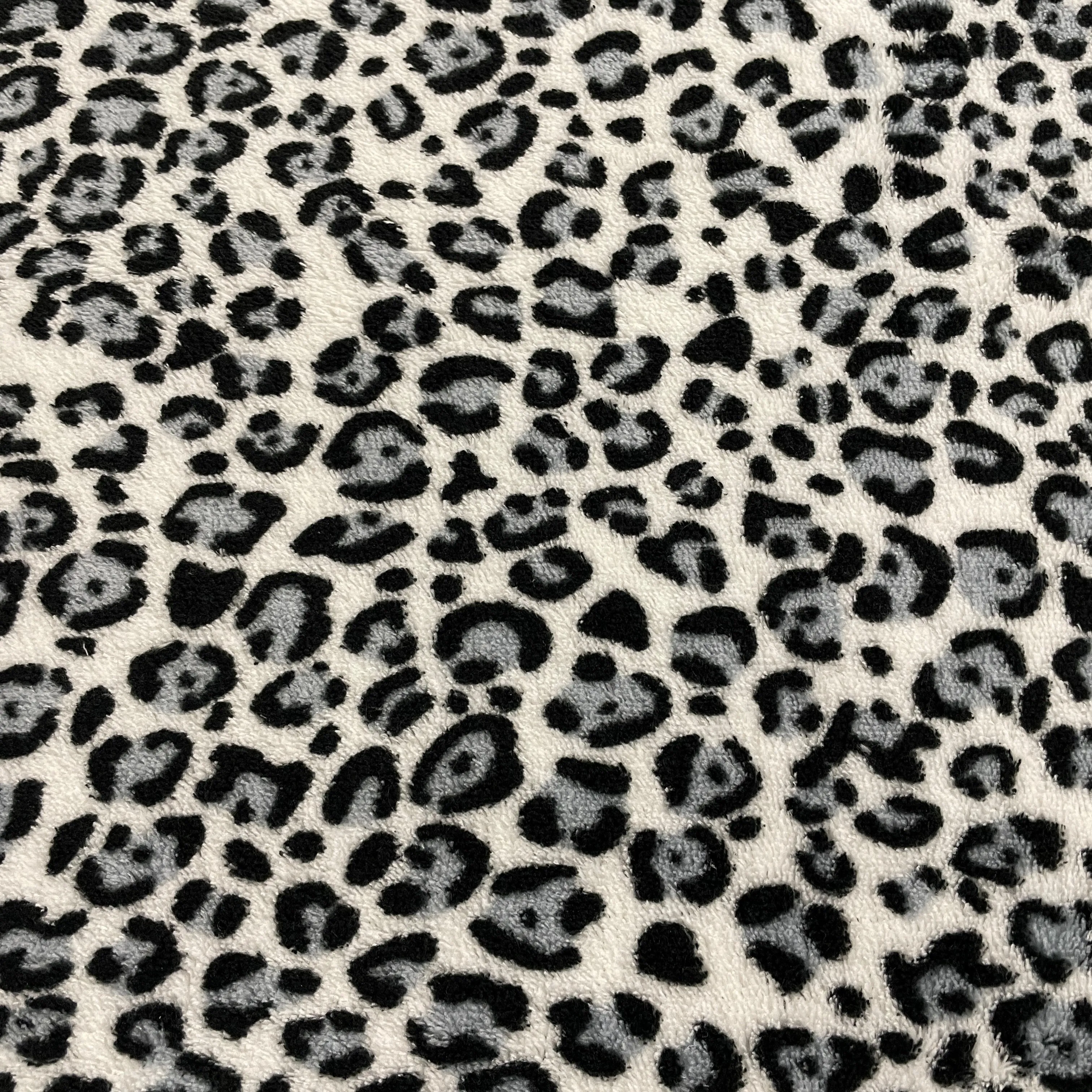 FS925_2 Leopard Cuddle Fleece Fabric Grey