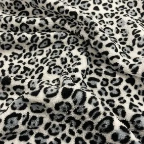 FS925_2 Leopard Cuddle Fleece Fabric Grey