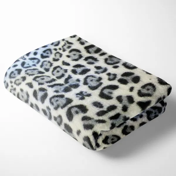 FS925_2 Leopard Cuddle Fleece Fabric Grey