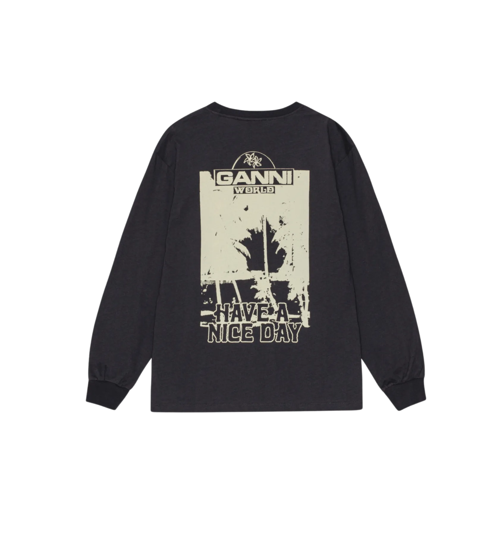 GANNI Black Future Palm Long Sleeve T-shirt