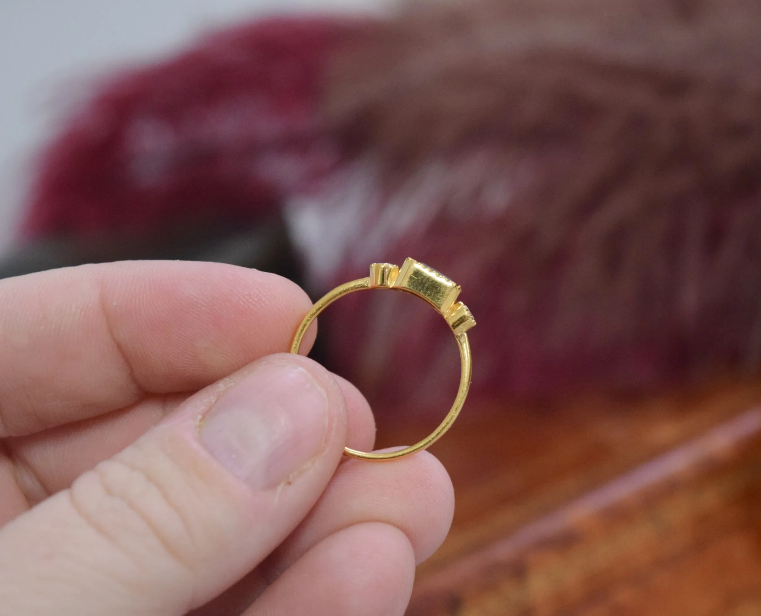 Garnet and White Topaz Vermeil Ring