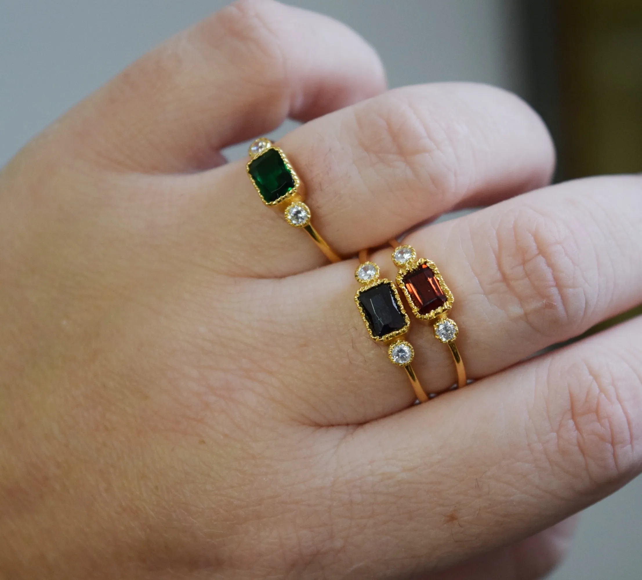 Garnet and White Topaz Vermeil Ring