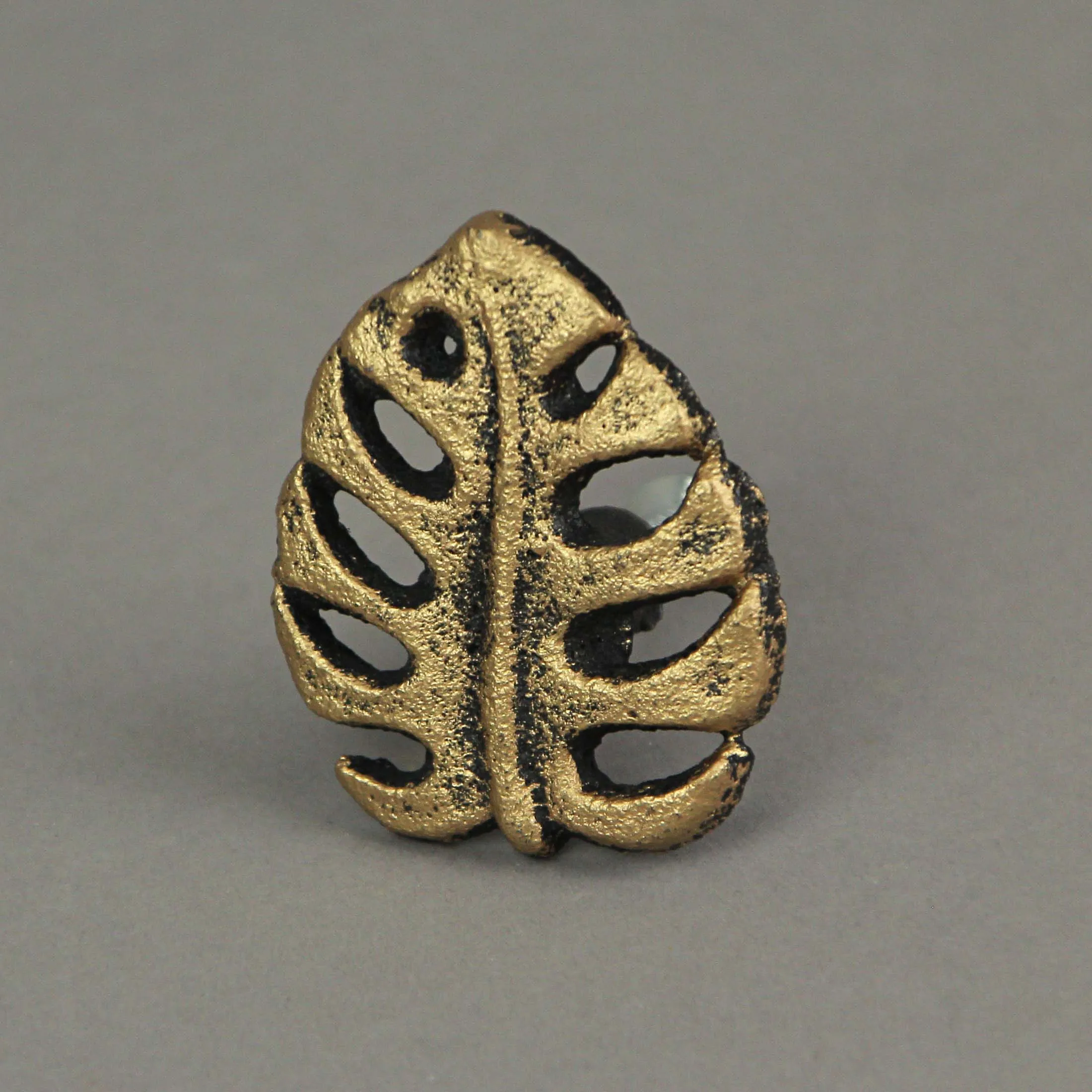 Gold Cast Iron Monstera Leaf Drawer Pulls Knobs