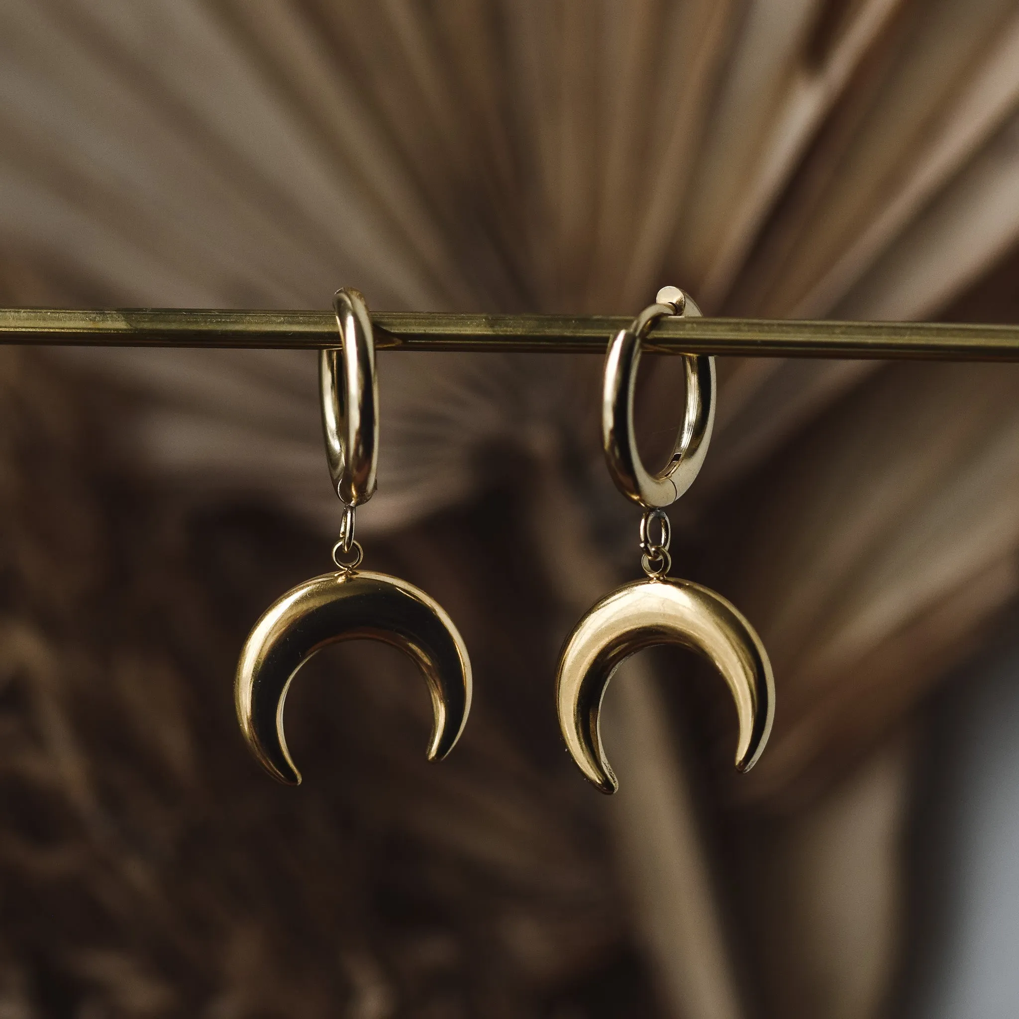 Golden Moon Huggie Earrings