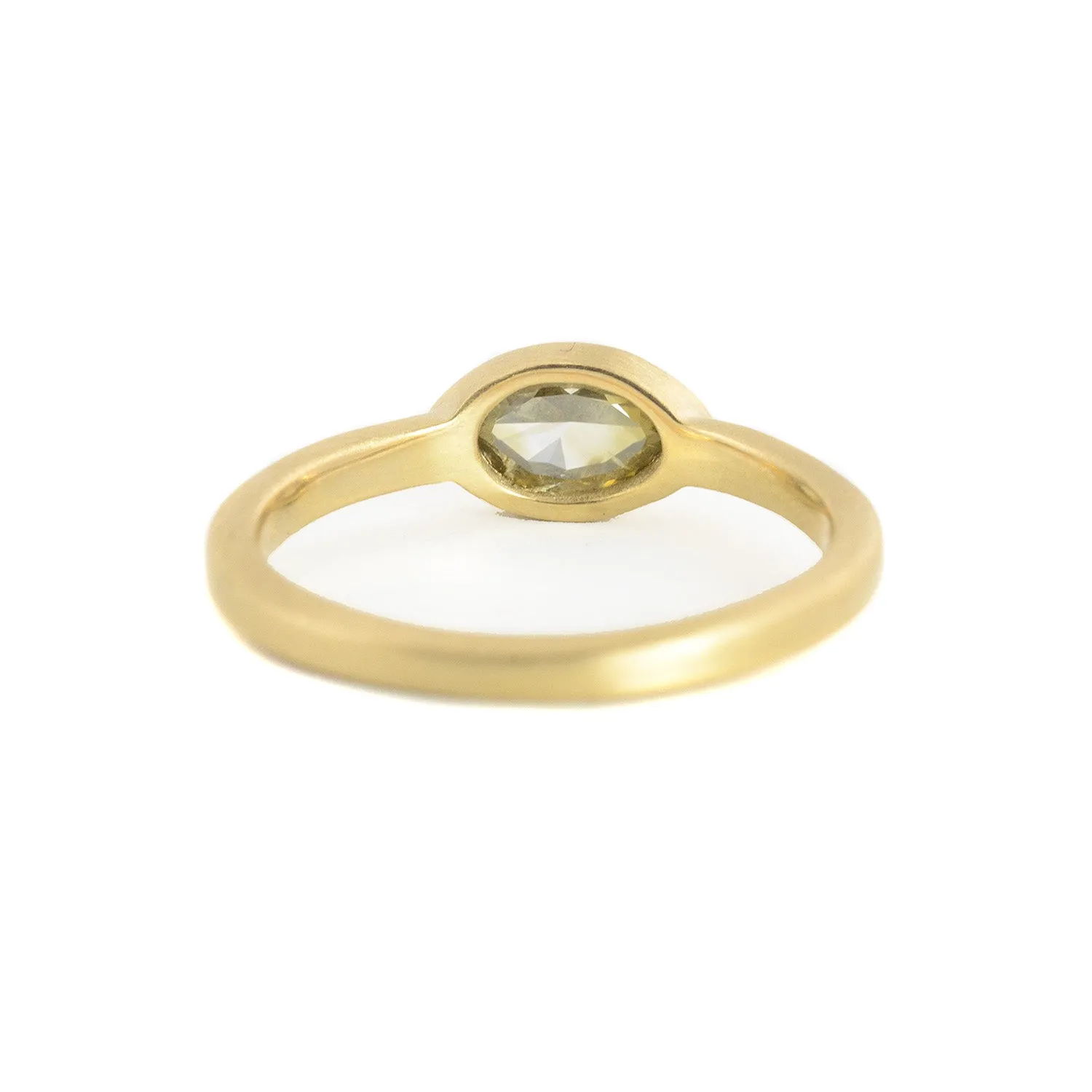 Grey/Green Cats Eye Diamond in 14kt Gold Bezel Set Ring by Rebecca Overmann