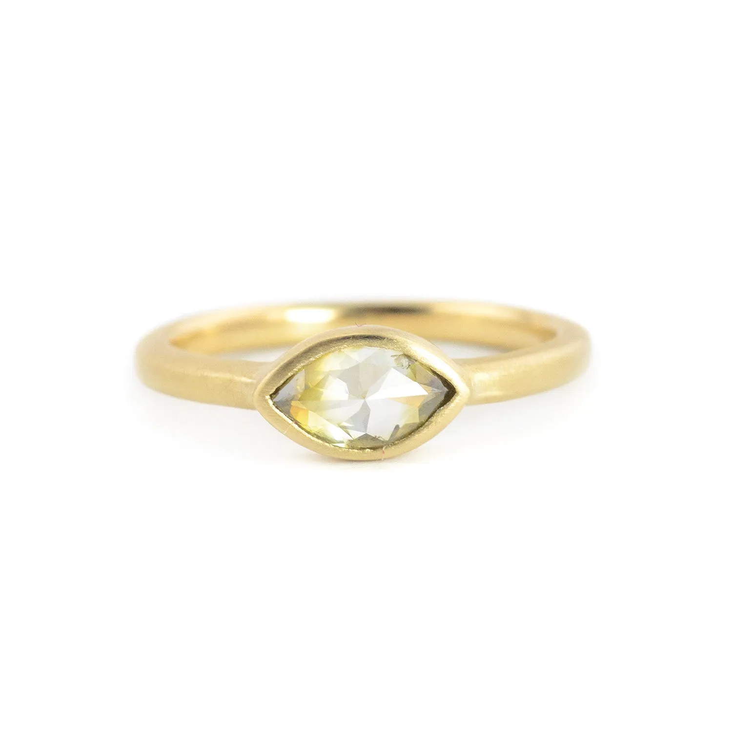 Grey/Green Cats Eye Diamond in 14kt Gold Bezel Set Ring by Rebecca Overmann