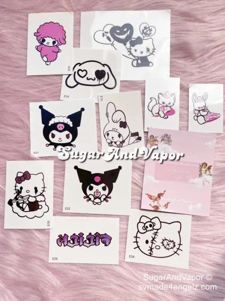 Grunge Devil Kitty Temporary Tattoos Set