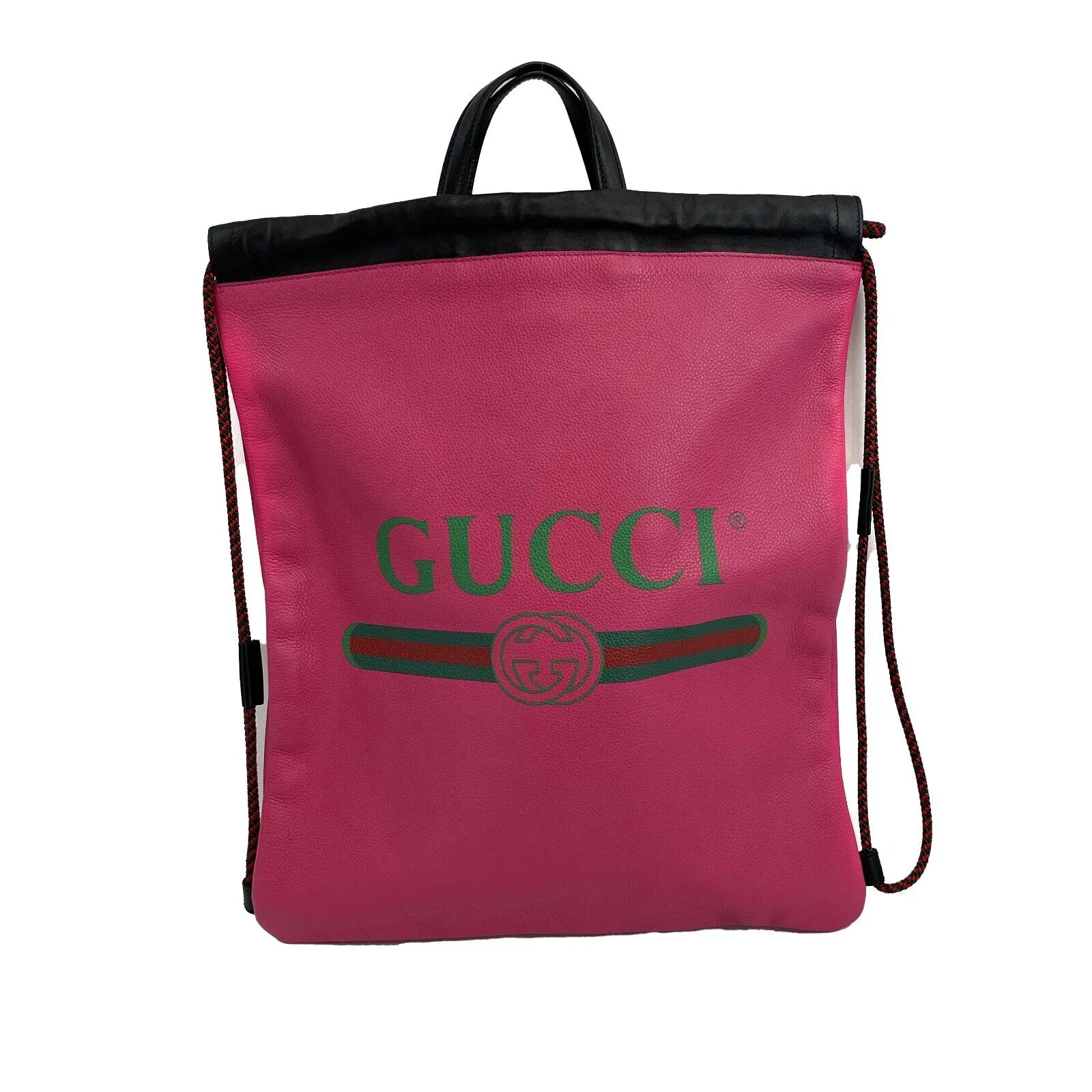 Gucci - Pink logo Drawstring Backpack w/ Top Handle