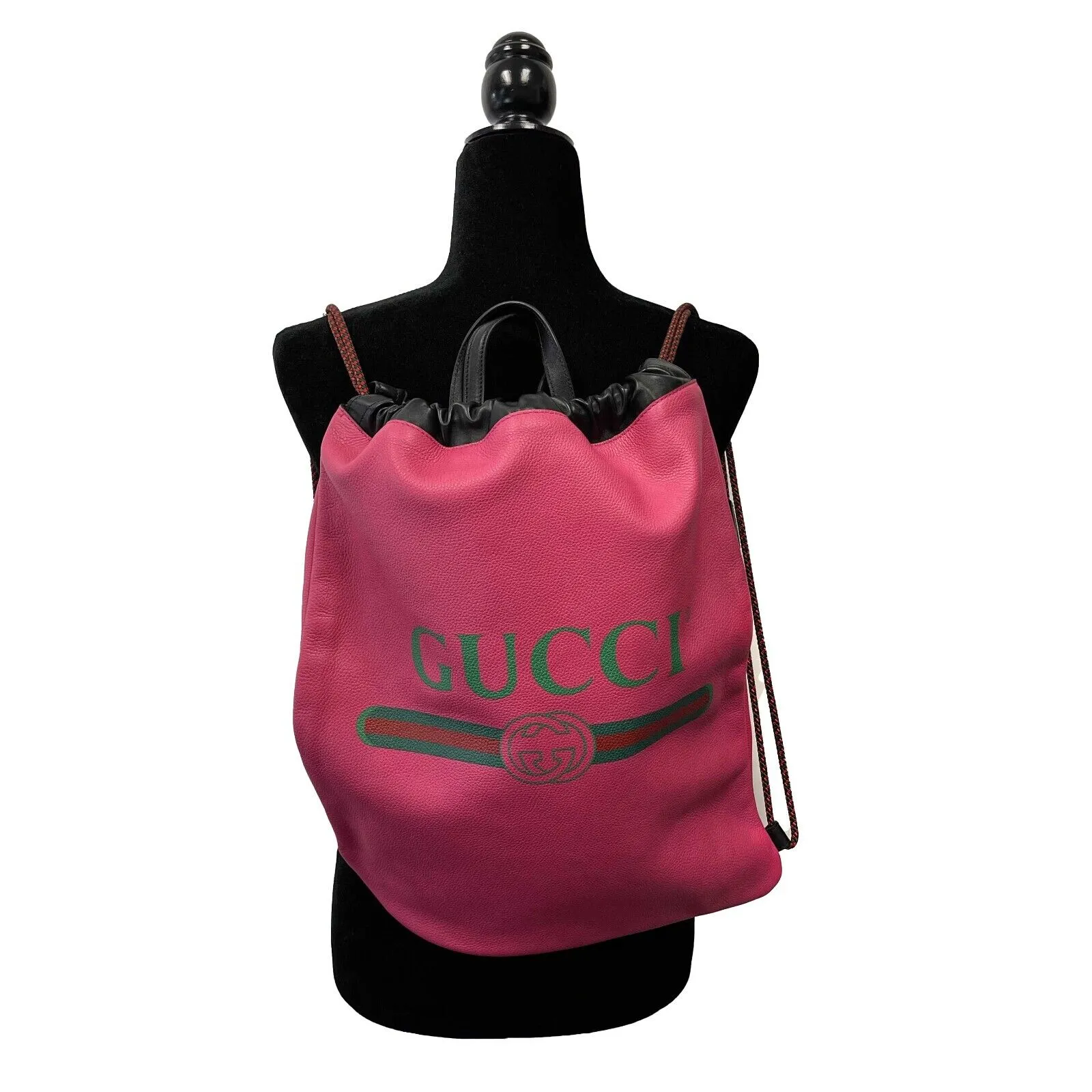 Gucci - Pink logo Drawstring Backpack w/ Top Handle