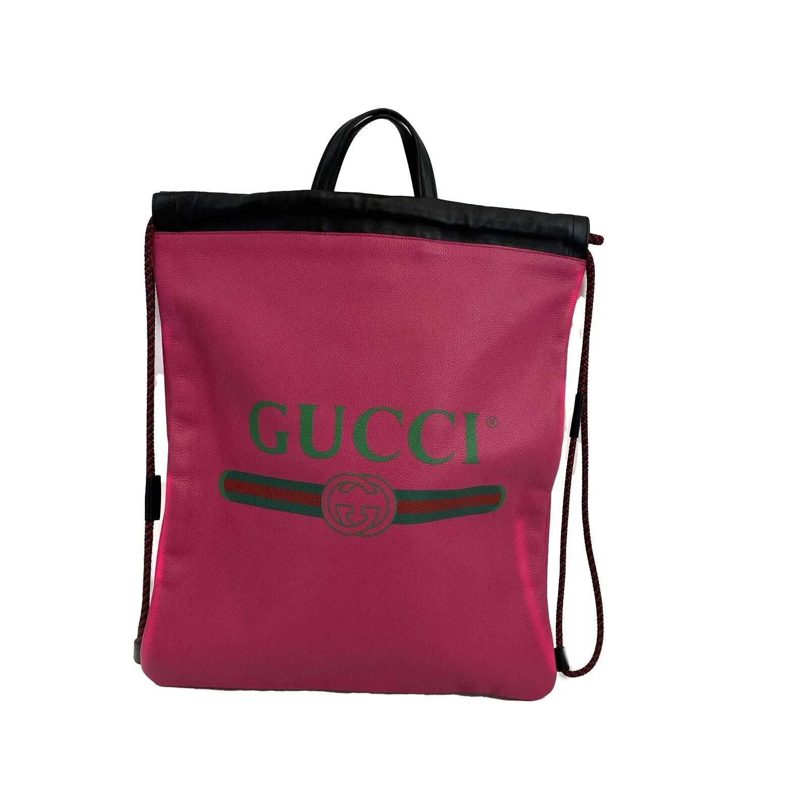 Gucci - Pink logo Drawstring Backpack w/ Top Handle