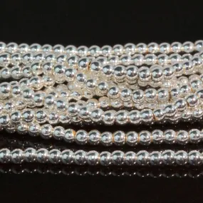 Hematite White Silver Plated 2mm Round 15-16 Inch