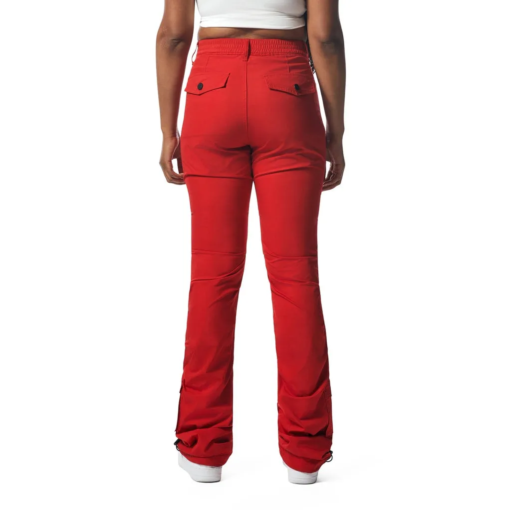 High Rise Stacked Utility Pants - True Red