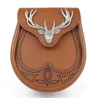 Highlander Stag Leather Sporran