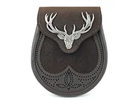 Highlander Stag Leather Sporran