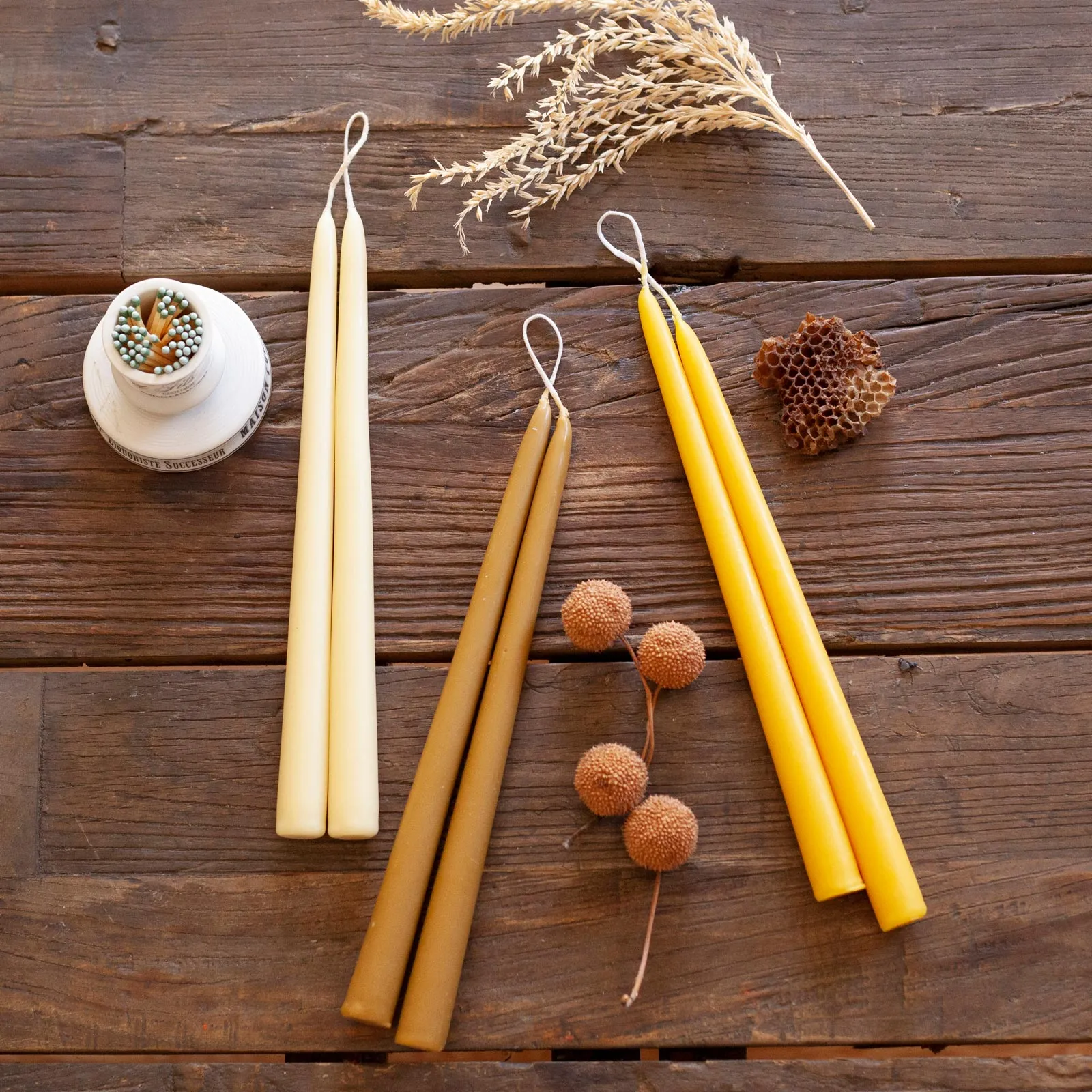 Illuminate Elegance: Honey Beeswax Taper Candles