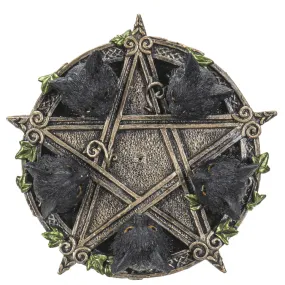 Incense Burner - Celtic Wiccan Pentagram Ivy Black Cats Witching Hour