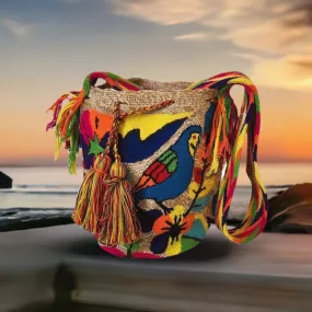 Itzel Large Handmade Punch-needle Wayuu Mochila Bag