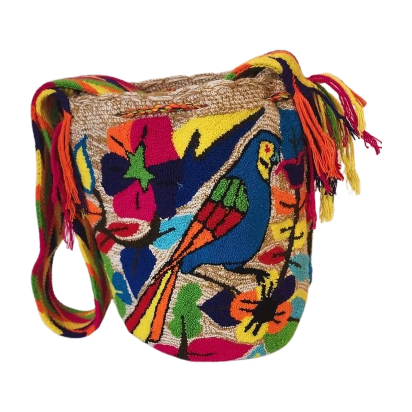 Itzel Large Handmade Punch-needle Wayuu Mochila Bag