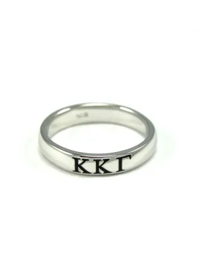 Kappa Kappa Gamma Sterling Silver Ring with Black Enamel