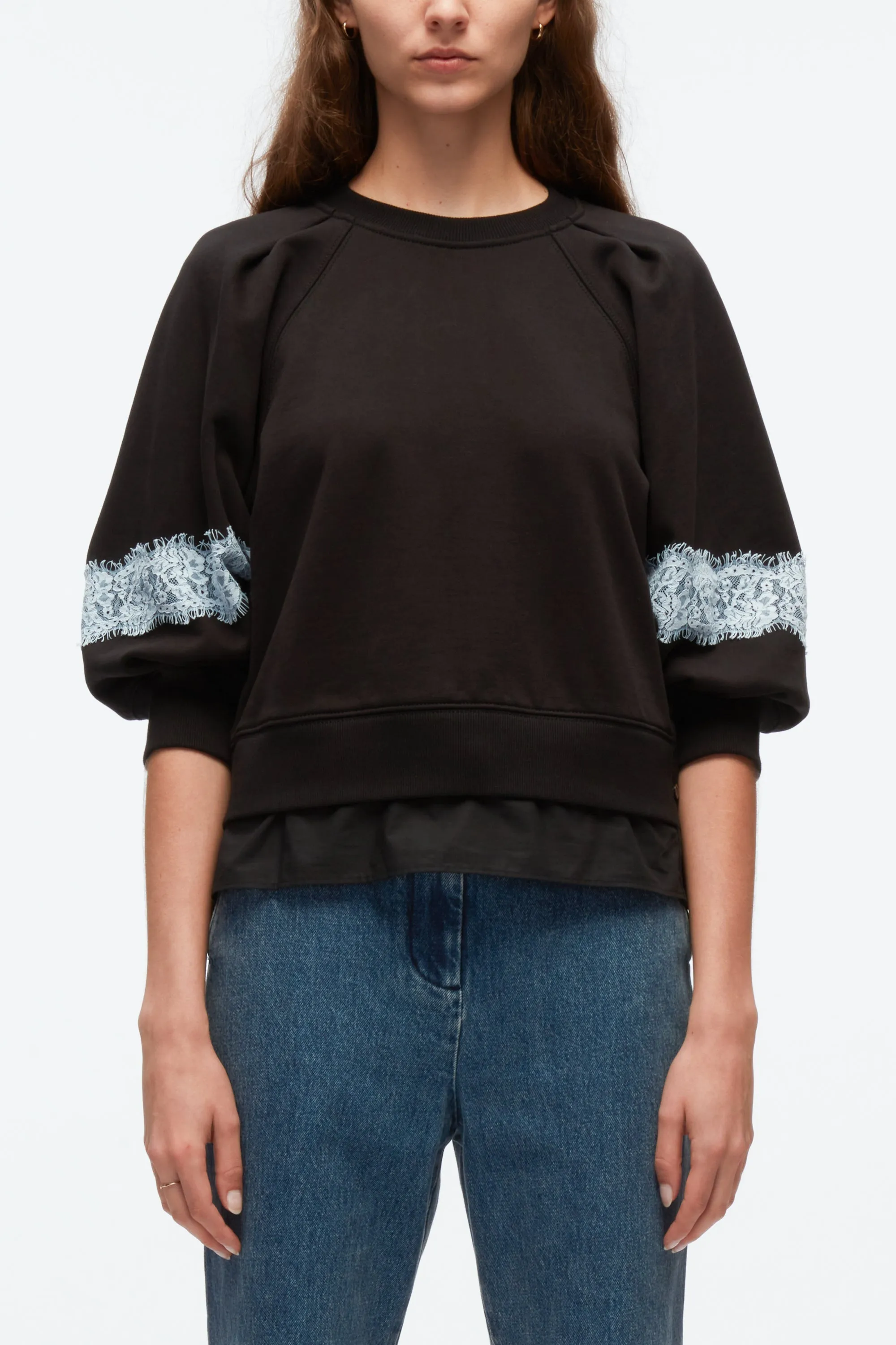 Lantern Sleeve Cotton Sweatshirt