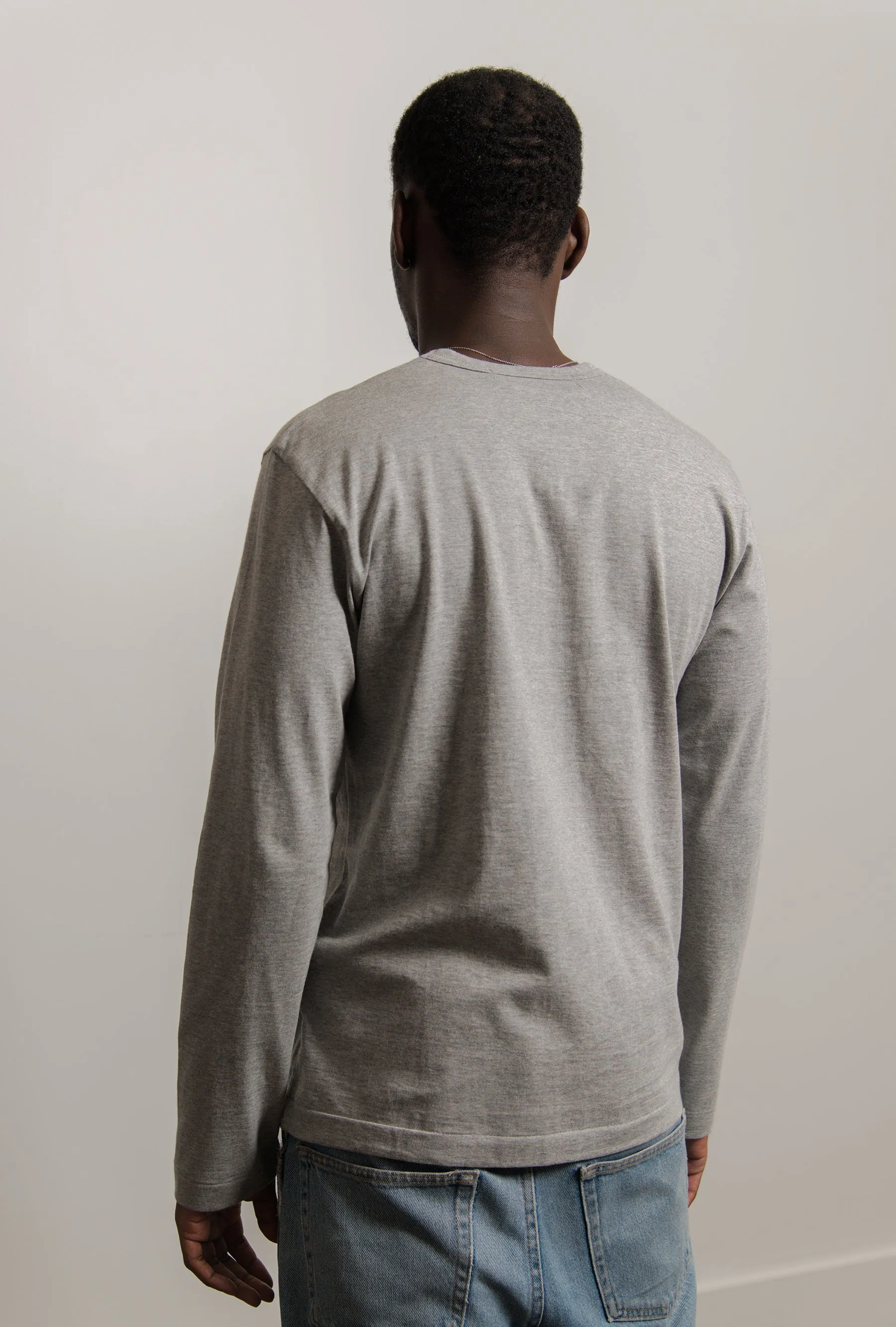 Layered Double Emblem Long Sleeve Tee Grey/Black T300