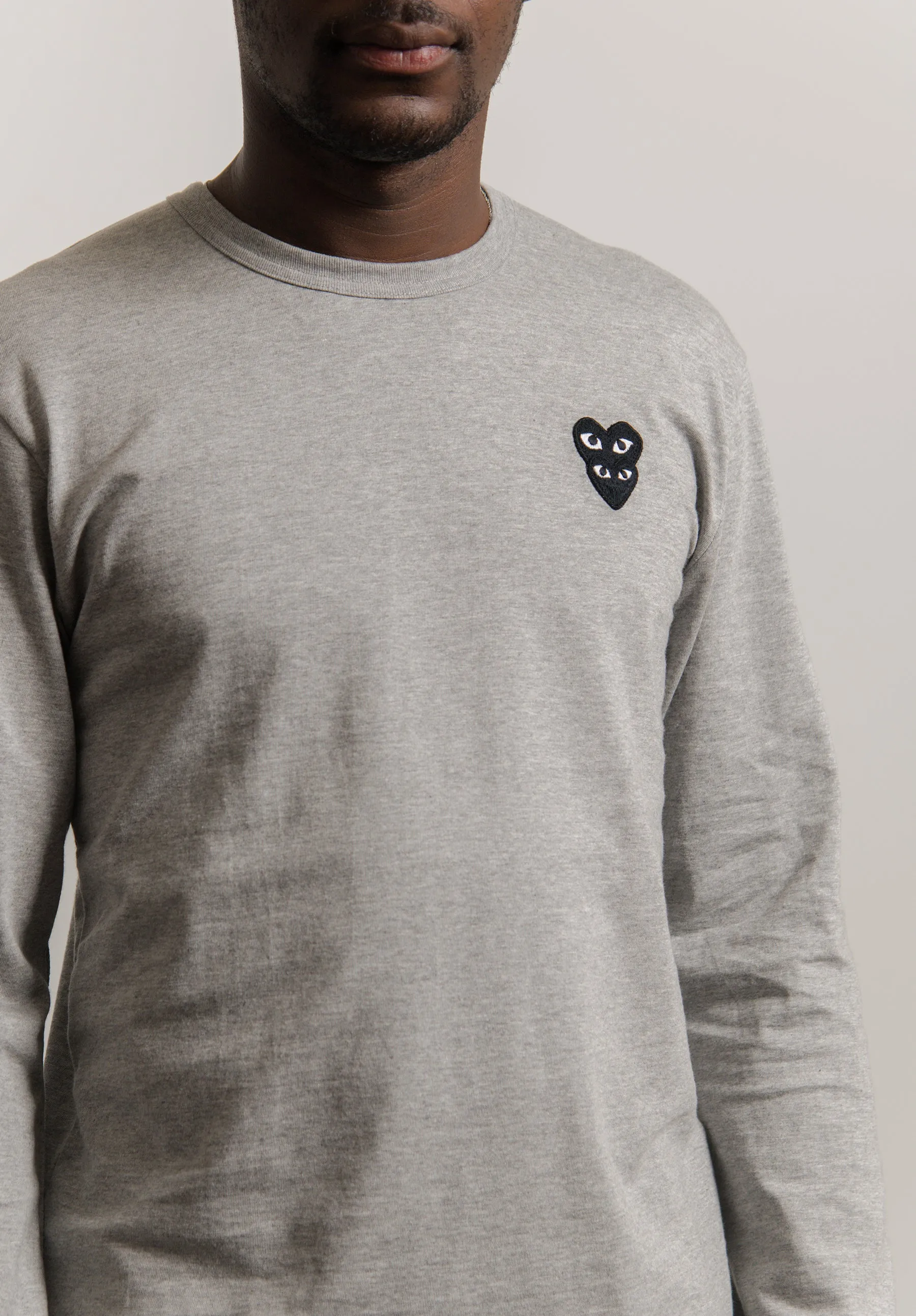 Layered Double Emblem Long Sleeve Tee Grey/Black T300