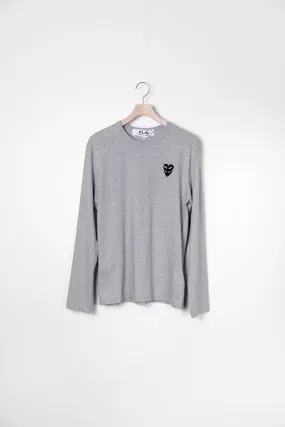 Layered Double Emblem Long Sleeve Tee Grey/Black T300