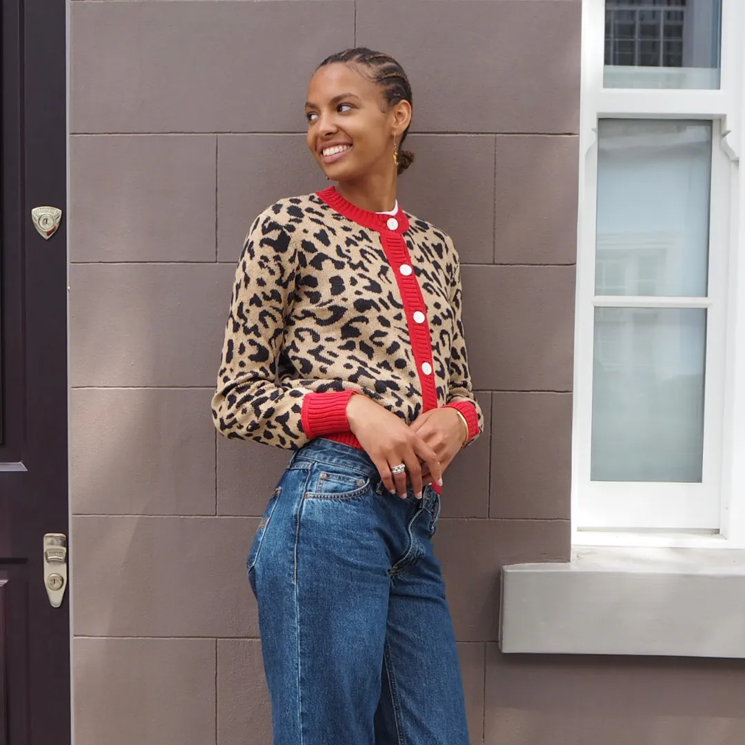 Leopard Print Cotton Cardigan