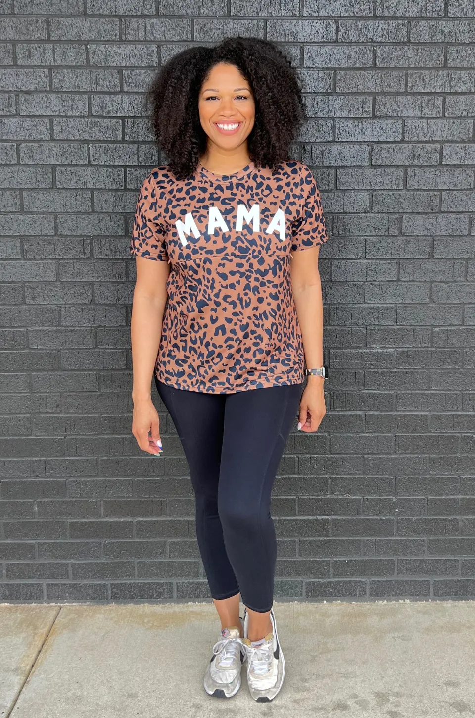 Leopard " Mama" Nursing Tee With Hidden Zipper