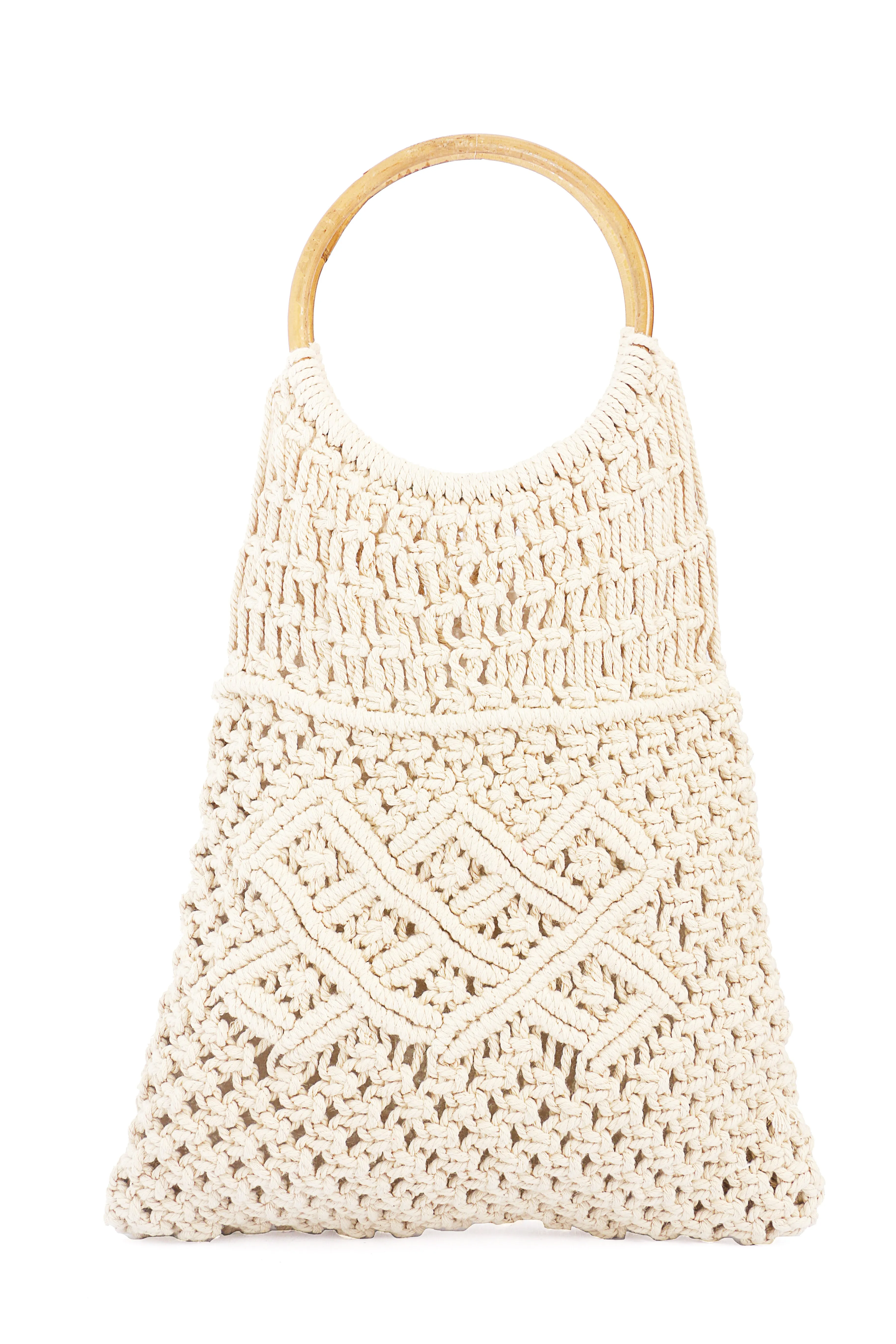 Macramé Crochet Top Handle Bag