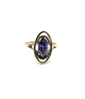 Marquise Shaped Amethyst Frame Ring