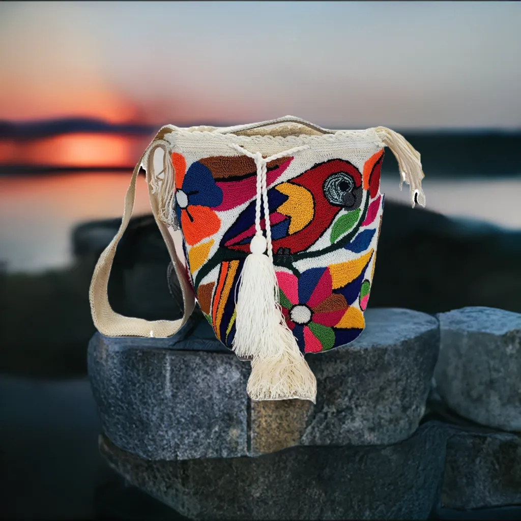 Mavis Large Handmade Punch-needle Wayuu Mochila Bag