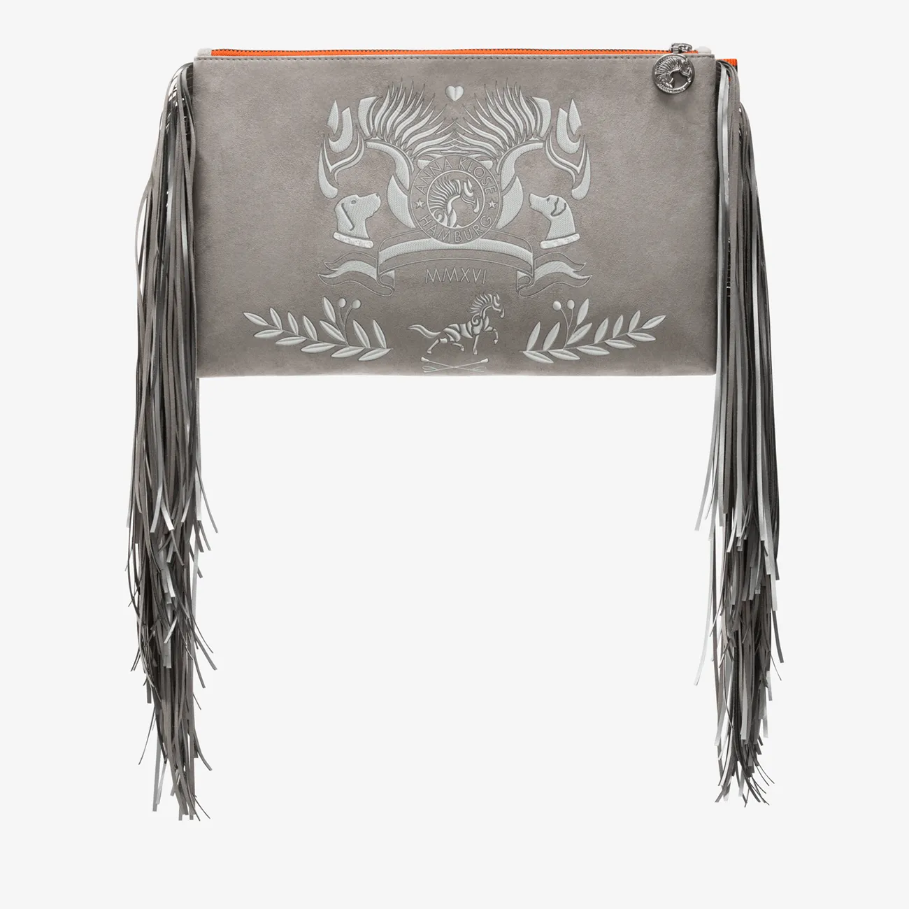 Maxi Fringe Clutch "Koala Grey" - Logo Edition