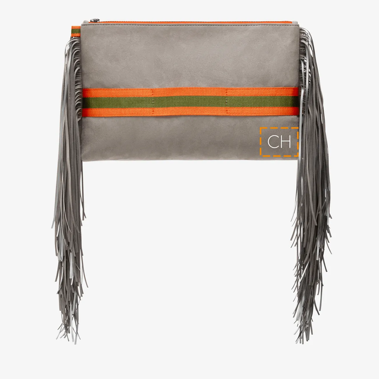 Maxi Fringe Clutch "Koala Grey" - Logo Edition