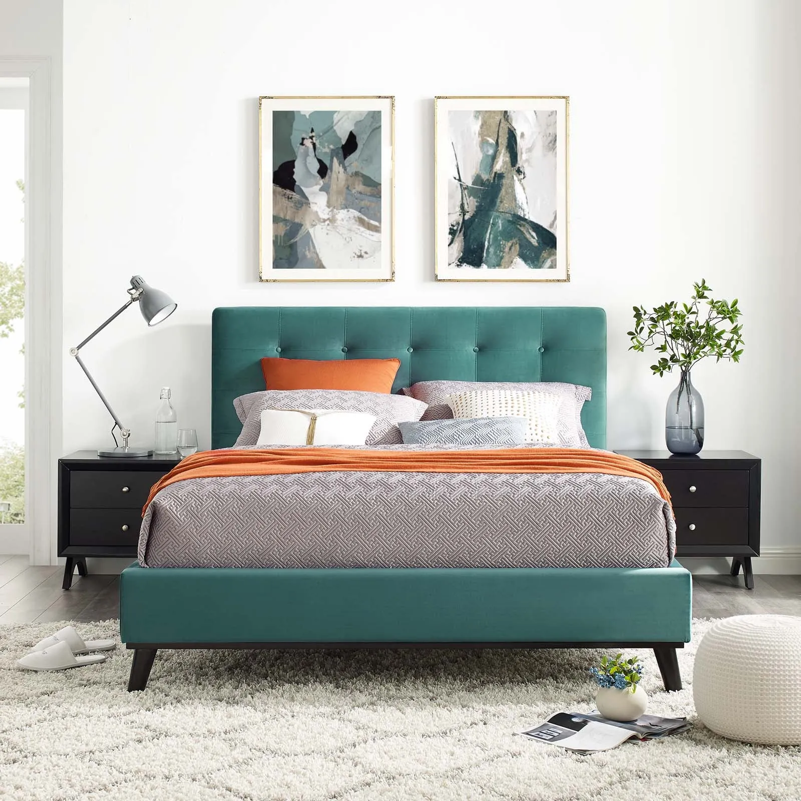 McKenzie Biscuit Tufted Performance Velvet Platform Bed