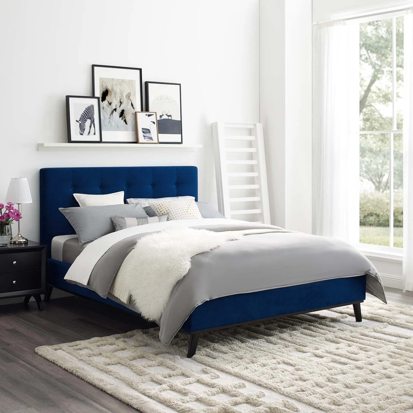 McKenzie Biscuit Tufted Performance Velvet Platform Bed