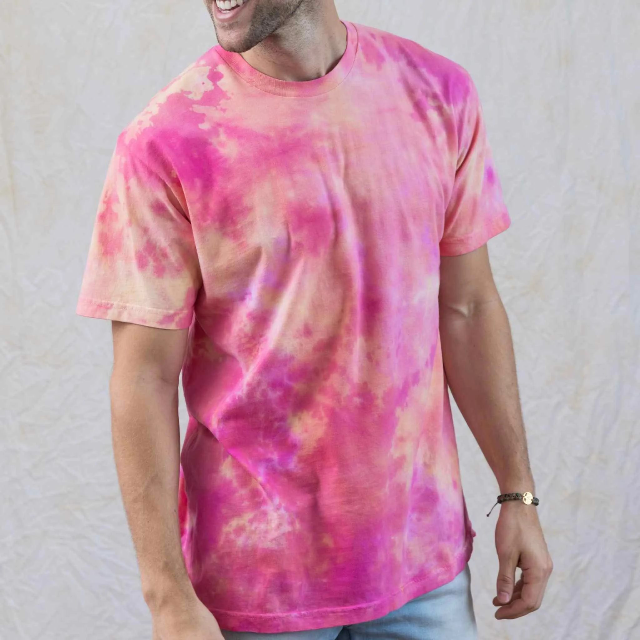 Mellow yellow pink pastel watercolor tie dye cotton shirt unisex comfy fit