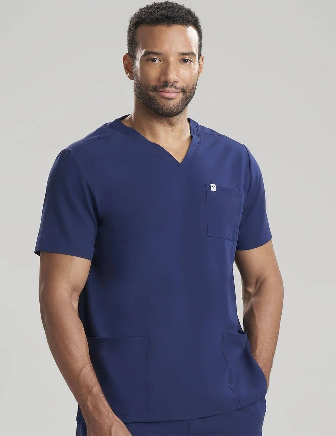 Mens 3-Pocket V-Neck Scrub Top