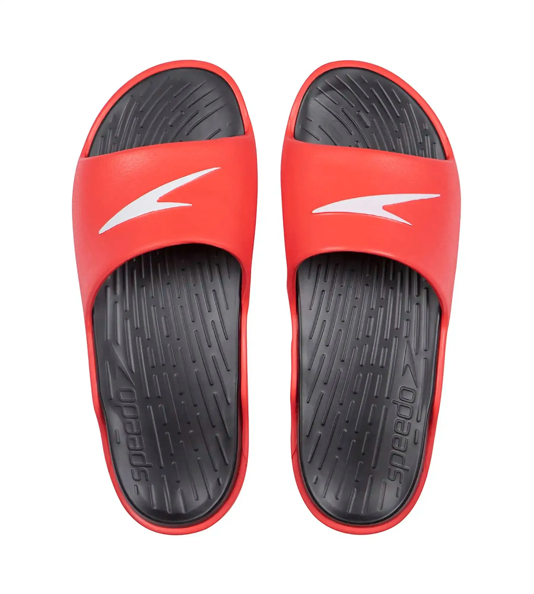 Men's Single Colour Slides - Black & Lava Red