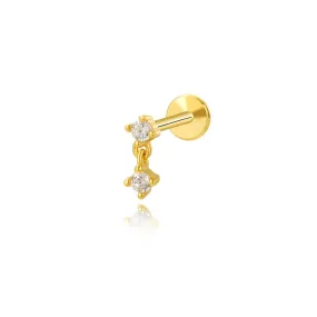 Mini Dangle Duo CZ Flat Back Stud Earring (18G)