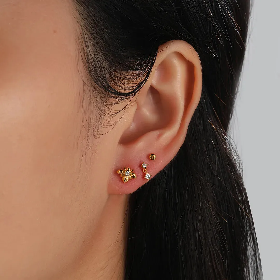 Mini Dangle Duo CZ Flat Back Stud Earring (18G)