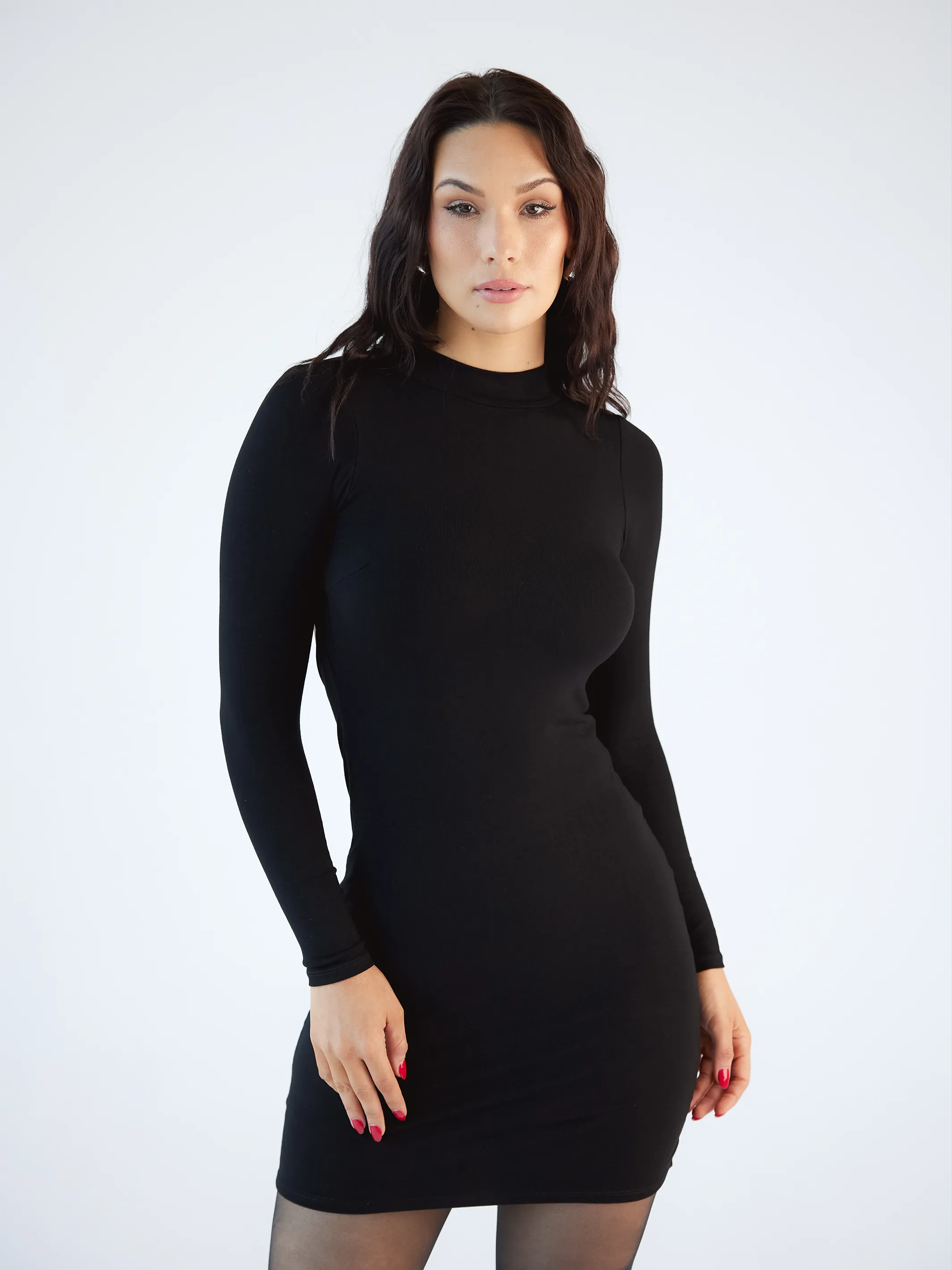 Mock Turtleneck Open Back Brami Dress