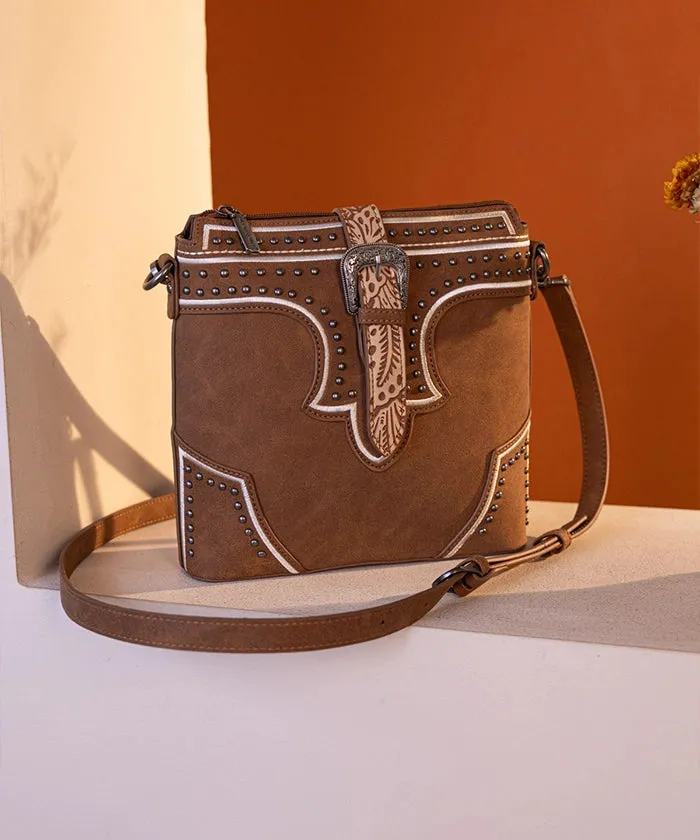 Montana West Buckle Studs Crossbody Bag