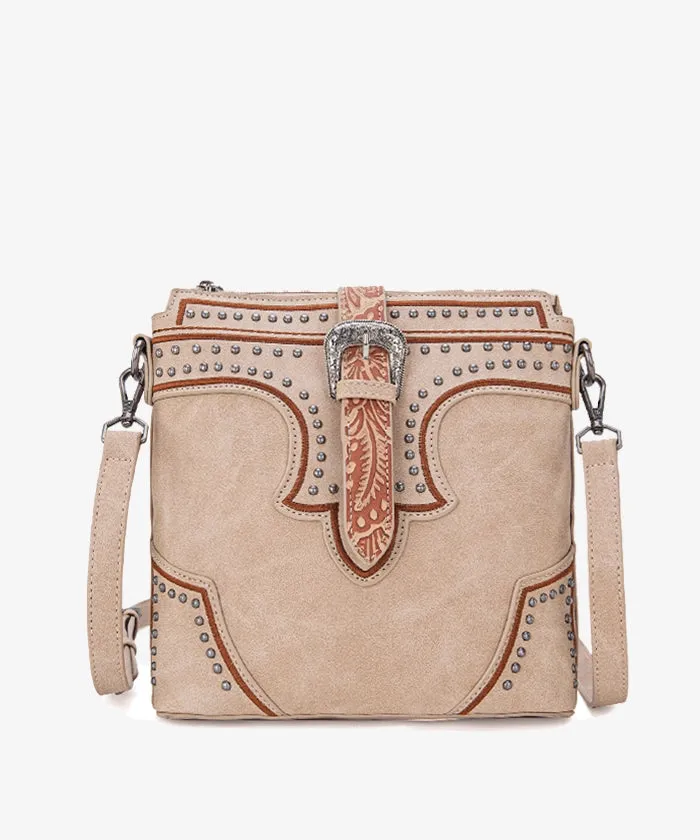 Montana West Buckle Studs Crossbody Bag